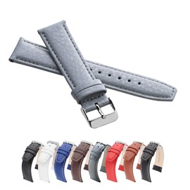 MARCHEL WB Leather Strap Black Blue Brown White Grained Leather Strap, gray, Strap.