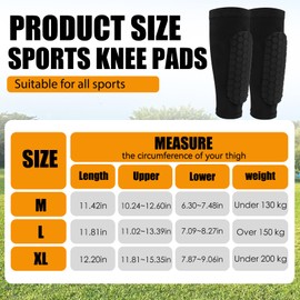 1Pair Soccer Shin Guards Sleeves Honeycomb Anti-collision Shin Guard, Team Leg Sock Sleeve Cut Football Sock Sleeves for Kid Adult Football Games Beginner (L)