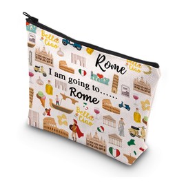 MYSOMY Italy Rome Travel Gift Rome Travel Makeup Bag Rome Journey Cosmetic Bag Rome Travel Souvenir Bag Rome Italy Bachelorette Makeup Bag (Going to Rome Bag)