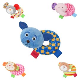 Lorelli Baby rattle animals, plush grasping toy, bright colours, from birth, colour: blue