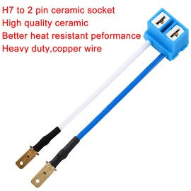 Greluma 2pcs H7 Headlight Bulb Right Angle Ceramic Socket Connector Adapter Wiring Harness