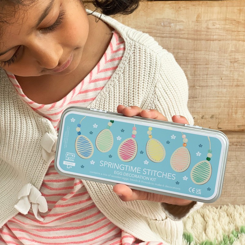 COTTON TWIST Kids Springtime Stitches Egg Decoration Kit - Hanging