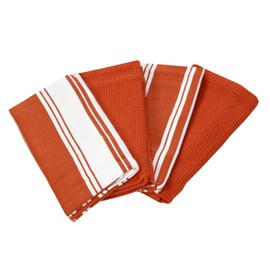 ACCENTHOME Accent Home Dish Towels Set, 100% Cotton Waffle & Stripe Kitchen Towels 4 Pieces, Super Absorbent Kitchen Hand Dish Cloths for Drying and Cleaning (18 x 26 Inches, Set of 4)