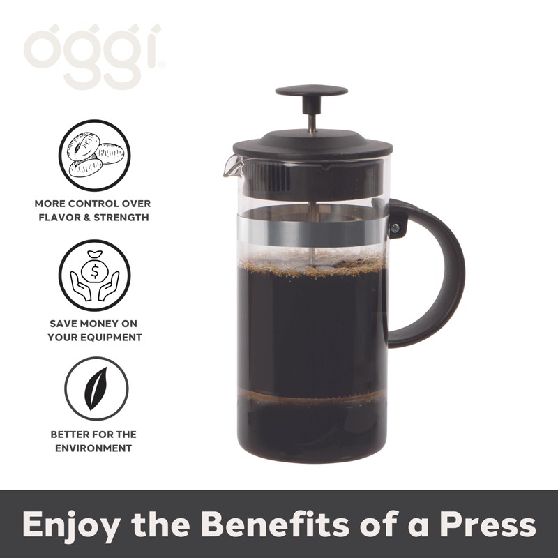 Oggi Triple Mesh Filter French Press Coffee Maker (12 fl
