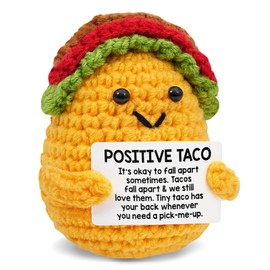 Emotional Support Plush Crochet TACO,Inspirational Self Care Get Well Birthday Gifts for Women Men Friend Mom Daughter Her Him Sister Coworker,Cute Home Desk Office Decor, Positive Crochet Animal Taco