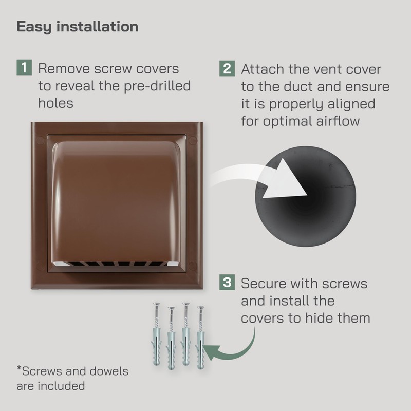Vent Systems Brown 4" Inch Dryer Hood Vent with Bird