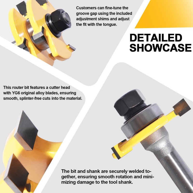 2 PCS Tongue and Groove Router Bit Set 1/2 Shank,