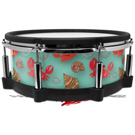 Skin Wrap Compatible with Roland PD-140DS Drum Crabs and Shells Seafoam Green (Drum NOT Included)