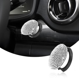 1 Pack Car Engine Start Stop Button Cover, Anti-Scratch Car Button Decoration Ring, Bling Push Start Button Ignition Protective Cover Universal All Car (White)