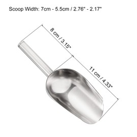 PATIKIL Ice Scoop, 2 Pack Stainless Steel 7.5x2.2" Small Ice Maker Utility Shovel for Kitchen Bar Party, Silver