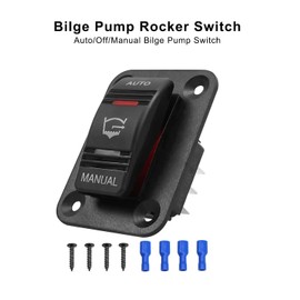 Bilge Pump Rocker Switch with LED Light 20A 12V/24V 4Pin SPDT, 3 Way Waterproof Auto/Off/Manual Bilge Pump Switch for Car Boats Yacht Trucks Vehicles