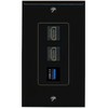 RiteAV 2 HDMI USB-3 Wall Plate Decorative Female-Female [Black]