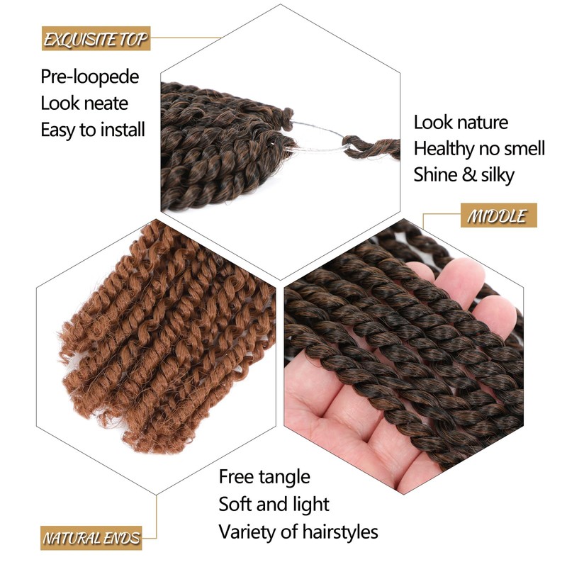 FLWAI Micro Twist Crochet Hair Bob Crochet Braids Pre looped