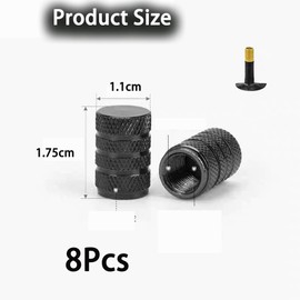 8 Pcs Tire Valve Caps, Anodized Aluminum Valve Stem Caps for Cars, Bikes, Trucks, SUVS, Motorcycles Black