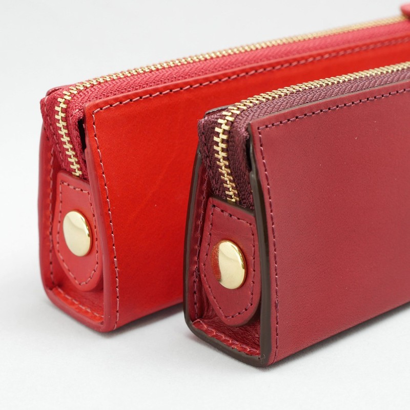 Slip-On Rio Large Leather Zipper Pen Case, nvy