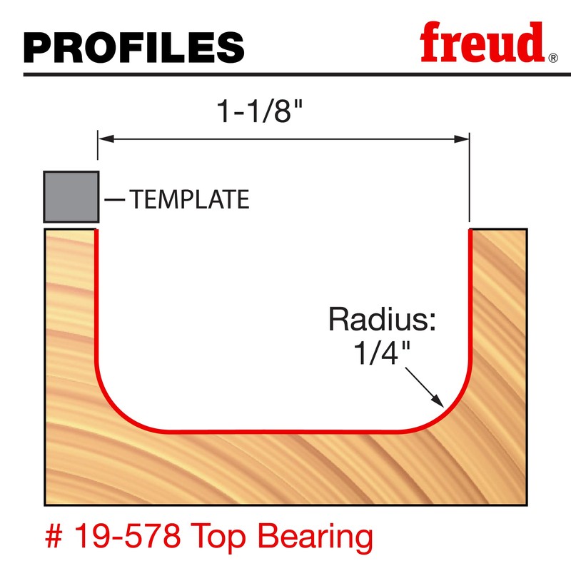 Freud 19-578: 1/4" Radius Dish Carving Bit with 1/2" shank,