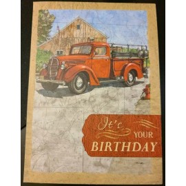 Current Tim Coffey Vintage Fire Truck Masculine Birthday Card with Envelope