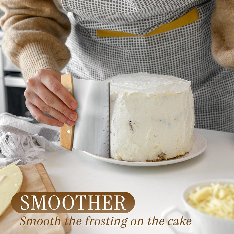 ROCKFEELTEE Multipurpose Bench Scraper, Dough Scraper and Dough Cutter for