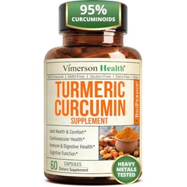 Turmeric Curcumin with Bioperine Joint Pain Relief - Anti-Inflammatory, Antioxidant Supplement with 10mg of Black Pepper for Better Absorption. 100% A