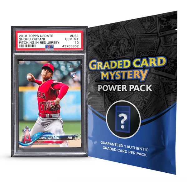 PSA Baseball Graded Card Mystery Pack Plus | 1 PSA Graded Baseball Card & 1 Pack of Baseball Cards | Grade 8+ Guaranteed | Contains One Graded Vintage, Rookie, Legend or Current Star | by Zoo Packs