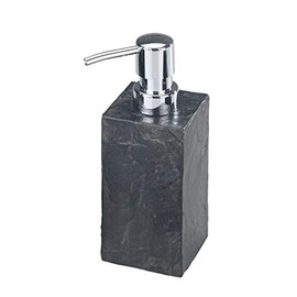 Wenko Rock, Refillable Soap Bathroom, Countertop Dispenser Suitable for Liquid Hand Soap & Lotion, Slate Black, 8.5 oz, 3.7 x 6 x 2.6 inches, Sand Optic