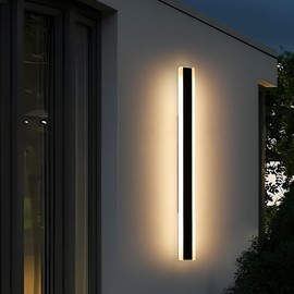 Daoseolo Modern Outdoor Wall Lights, 57inch Long Linear LED Wall Sconce, 3000K Warm White, IP65 Waterproof, 50W, Minimalist Lamp Black Exterior Lighting Fixture for Porch, Garden, Yard