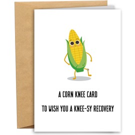 RYYike Knee Surgery Recovery Card for Patient, Funny Corn Get Well Soon Card for Him Her, Punny Think of You Card for Women Men, A Corn Knee Card to Wish You A Knee-sy Recovery