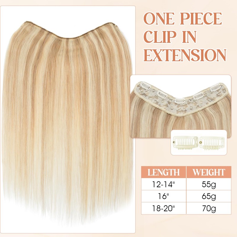 S-noilite Real Human Hair Blonde Highlights One Piece Clip in