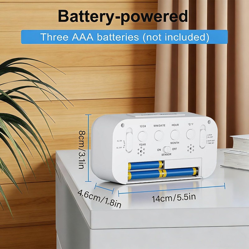 Lesipee Digital Alarm Clock for Bedroom, Desk Clock Battery Operated,
