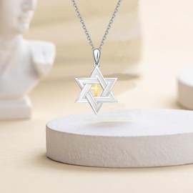 UYBNRK Star of David Necklace for Women Gold Cross Necklace for Men Jewish Star Necklace Women Jewish Gifts Star of David Pendant Silver Cross Necklaces for Men Brother Christmas Birthday Gifts