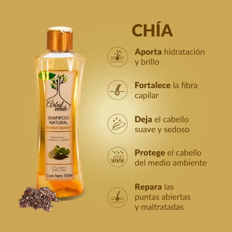 Shampoo Natural Engrosador Reestructurante 500ml Arbol Verde