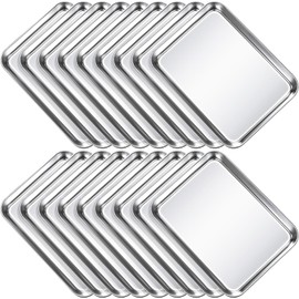 Potchen Baking Sheet Pan Set Cookie Sheet Small Toaster Oven Pans Stainless Steel Tray Barbecue Grill Pan Rectangle Trays Oven, Non-stick, Easy Clean(18 Pcs)