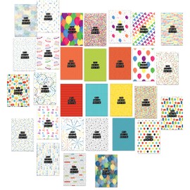30 Birthday Cards with Bright and Colourful Patterns (Folding Cards)