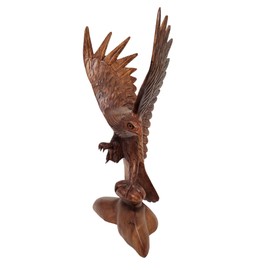 LARGE HAND CARVED MAHOGANY WOOD Bald EAGLE, 20 in TALL Indian Cowboy Horse