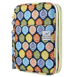 YOUSHARES 192 Slots Colored Pencil Case, Large Capacity Pencil Holder Pen Organizer Bag with Zipper for Prismacolor Watercolor Coloring Pencils, Gel Pens for Student & Artist (Colorful Leaves)