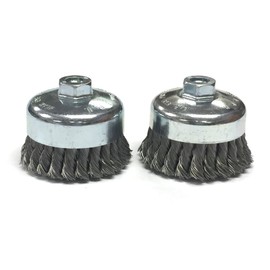 Benchmark Abrasives 4" Knot Wire Cup Brush for Narrow Holes Derusting Paint Removal Deburring Ferrous Metals Concrete, Wire End Brush for Angle Pneumatic Grinder - Carbon Steel (Pack of 2)