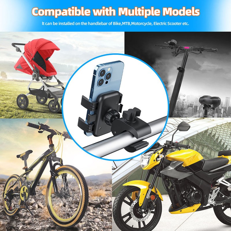 Bike Phone Mount Universal Adjustable Angle Motorcycle Handlebar Cell Phone