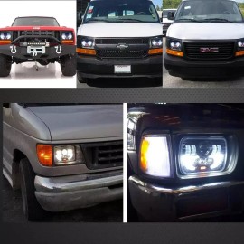 Unbranded 7x6" 5x7" LED Headlight DRL For 1986-1995 Jeep Wrangler YJ 1984-2001 Cherokee XJ