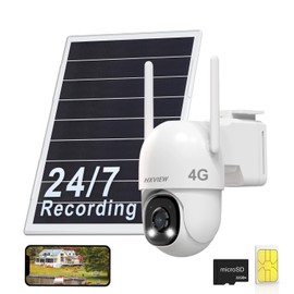 HXVIEW 4G LTE Solar Cellular Security Camera Outdoor Wireless, 24/7 Continuous Recording, Auto Tracking, AI Detection, 15000mAh Battery and 8W Solar Panel, with SIM Card and 32GB SD Card, No WiFi