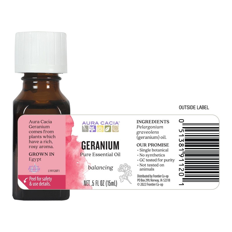 Aura Cacia 100% Pure Geranium Essential Oil | GC/MS Tested