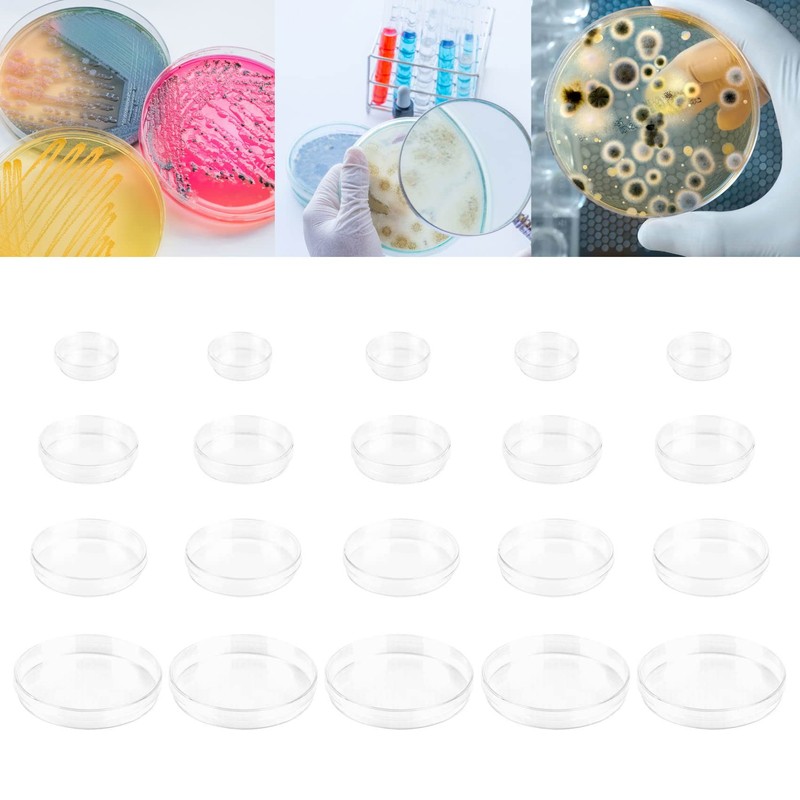 MELGO 5 Pcs Plastic Petri Dish, Sterile Bacterial Culture Dish,