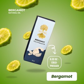 Roots & Above Pure Bergamot Essential Oil 0.33 Oz - Cold-Pressed Lightweight Natural Oils for Skin, Hair, Nails, Self-Care, Home Diffusers, Massage, Humidifiers and DIY Uses