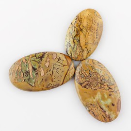 CRYSTALINES (3pcs) Wholesale Natural Mariposite Gemstones, Flat-Back Cabochon Supplies, DIY Crafts-Jewelry Making, Healing Crystals, Polished Loose Stones, Gem Collection (Approx.30 to 40mm)