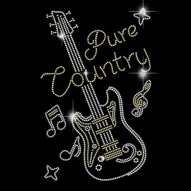 SUPERDANT Guitar Bling Iron on Rhinestone Music Notes Crystal Rhinestone Iron on Hotfix Transfer Decals Diamond Heat Transfer Template Applique Repair Transfer Bling DIY Designs