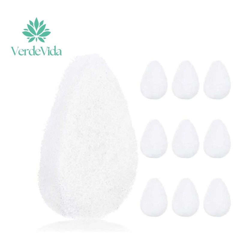 10 Pack - VerdeVida Facial Sponge/Face Scrubber, Buff Puf Style