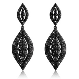 THUNARAZ Clip on Earrings for Women Glitter Rhinestone Crysta Black
