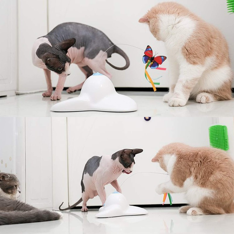 Vealind Indoor Interactive Play Teaser Cat Toy with 360°Electric Rotating