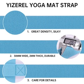 Yizerel 2 Packs Yoga Mat Strap for Carrying, Yoga Mat Carrier, Adjustable Sling for Yoga Mat Exercise Mat, Extra Thick Durable Comfy Silky Multi-Purpose, Strap Only