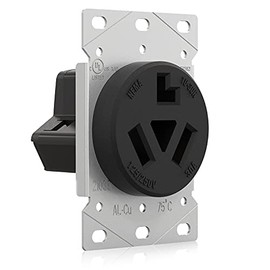 ELEGRP 30 Amps 3 Prong Dryer Outlet, 125/250V Flush Mounting Power Outlet, NEMA 10-30R Receptacle, Straight Blade Dryer Outlet, Non-Grounding, 3 Pole 3 Wire, UL Listed, 1 Pack