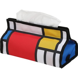 Astro Tissue Case, Mondrian-style Composition 2-Way Tissue Cover, Hanging, Wall Hanging, Tissue Holder, 900-63 cm, White, Approx. Width 9.6 x Depth 11 x Height 12 cm